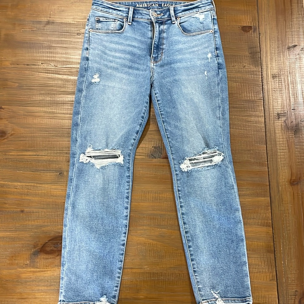 AE distressed hi-rise skinny jeans